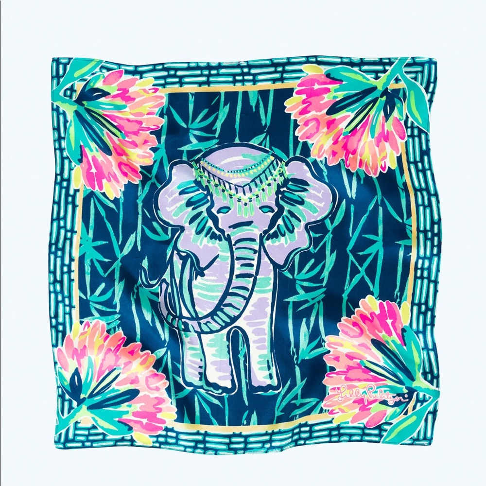 SILK SCARF IN INKY NAVY SLATHOUSE ELEPHANT SOIRÉE